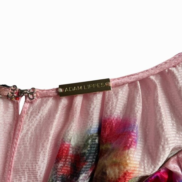 Adam Lippes Ruffle Floral Dress Pink Silk Midi - Picture 9 of 15